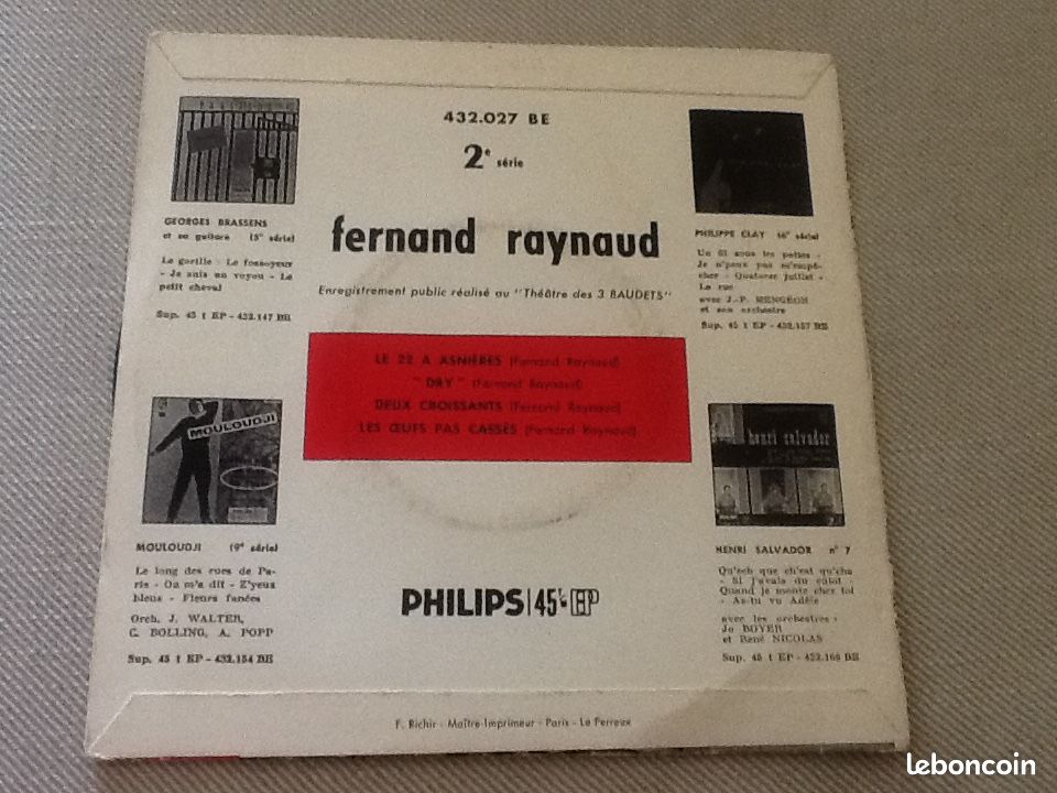 Disque 45 tours Fernand Reynaud (image 2)