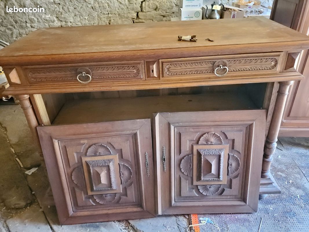 Buffet ancien bas de vaisselier 2 portes 2 tiroirs (image 2)