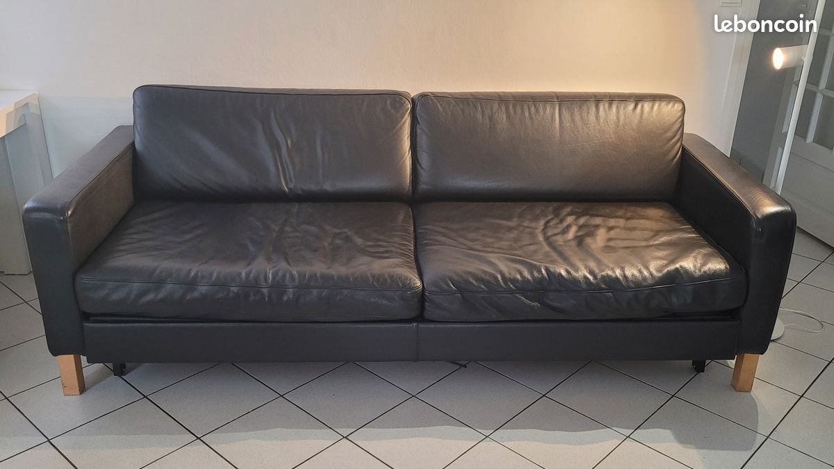 2 fauteuils+canapé convertible cuir 1000 A Debattre (image 1)