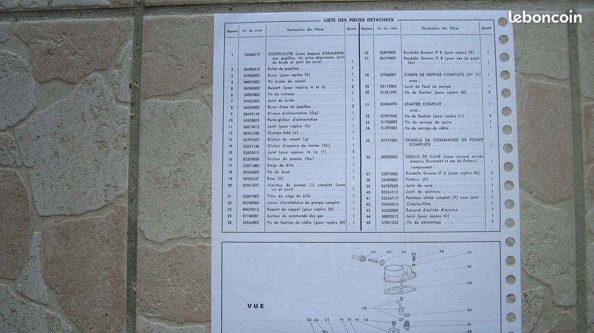 Notice technique carburateur Solex 34 PBICA-9 pour 504 et 504 L Peug -  Équipement auto