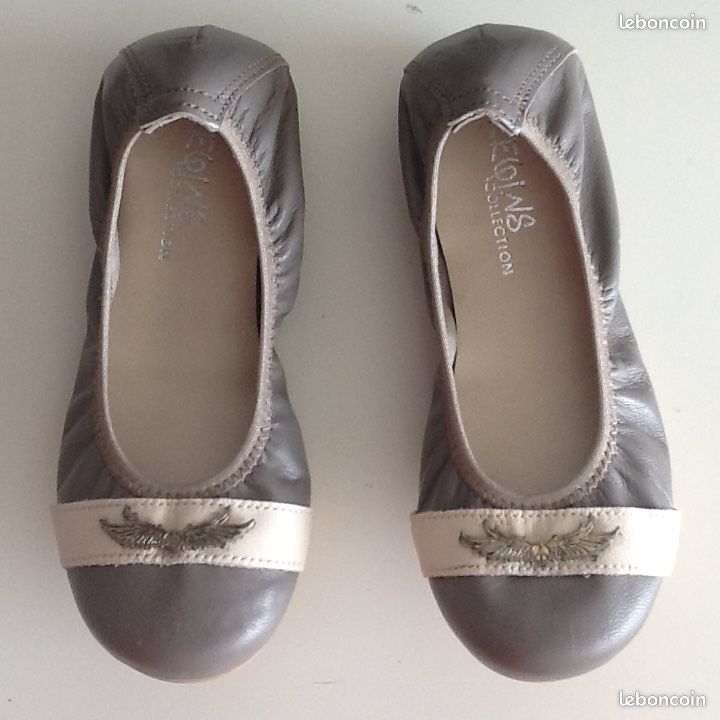 Ballerines reqins cuir - grises - p29 - neuves (image 1)