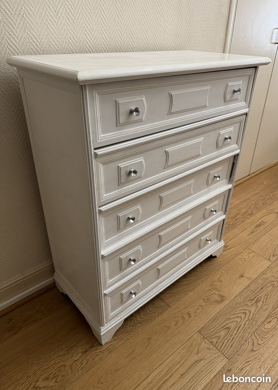 Commode ancienne rénovée couleur blanche (image 2)