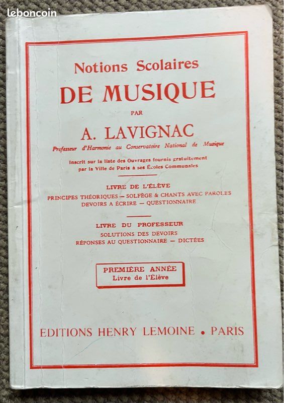 Notions Scolaires de Musique - A Lavignac - Première année - Éditions H lemoine (image 1)