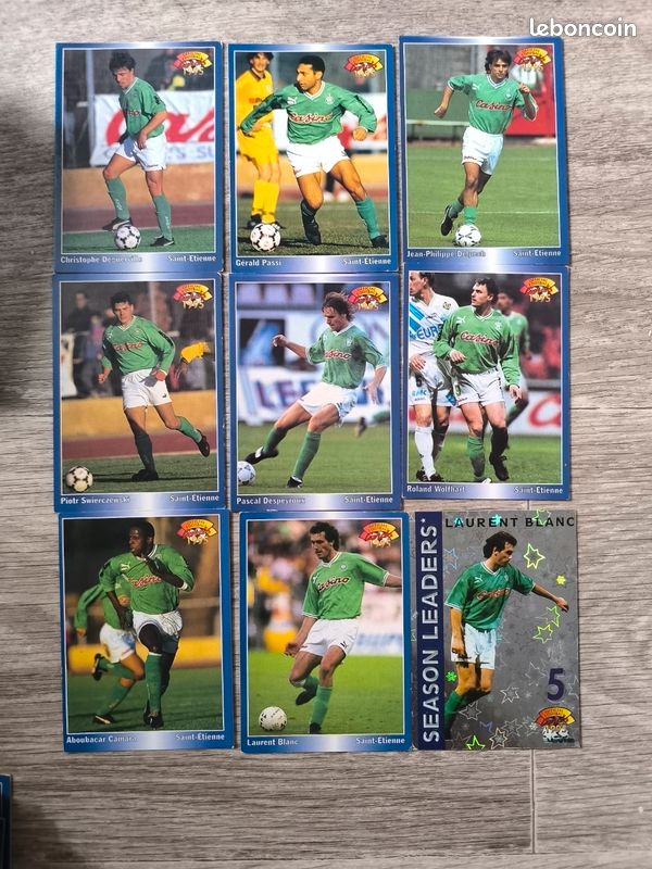 Lot de 9 cartes panini foot 95 AS Saint Étienne - Collection