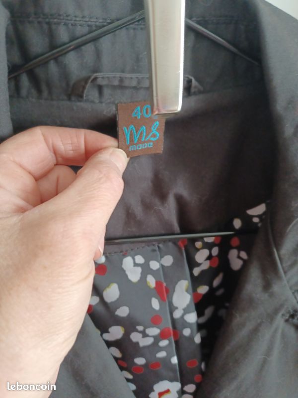 Veste noire avec ceinture Marque MS Mode (image 3)