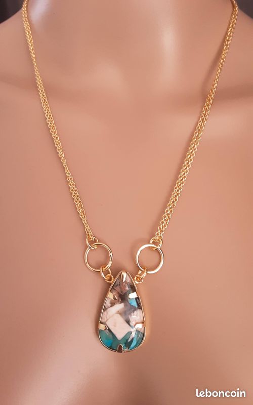Collier en pierre naturelle turquoise huitre (image 11)