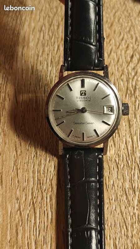 Montre Tissot Seastar Automatique - Cadran Noir 39 Mm - Vintage, Résistante à L'eau - Occasion Fonctionne Parfaitement