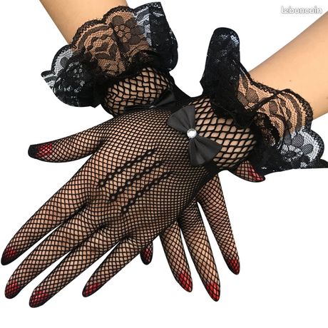 Gants Dentelle Femme Beige - 100% Coton - Taille Unique