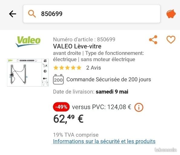 Valeo 850996 Lève-vitre Électrique Avant Gauche - Compatible Ford Mondeo IV 2007-2014 TDCi
