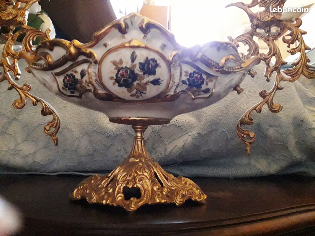 Centre de table porcelaine et bronze ancien (image 3)