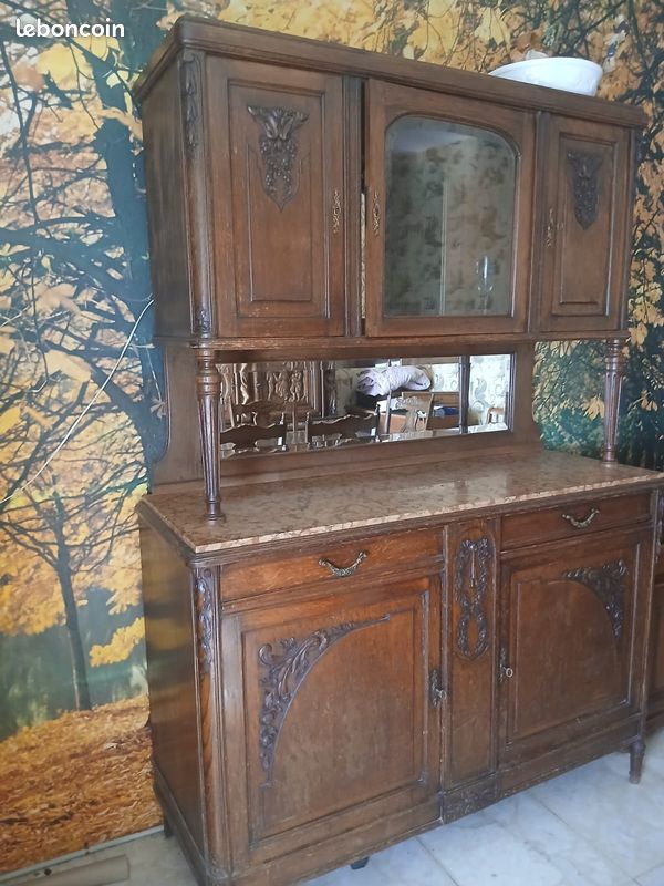 Buffet Vaisselier Deux Corps Ancien – 19ème Siècle, Style Louis-Philippe, Bois Massif