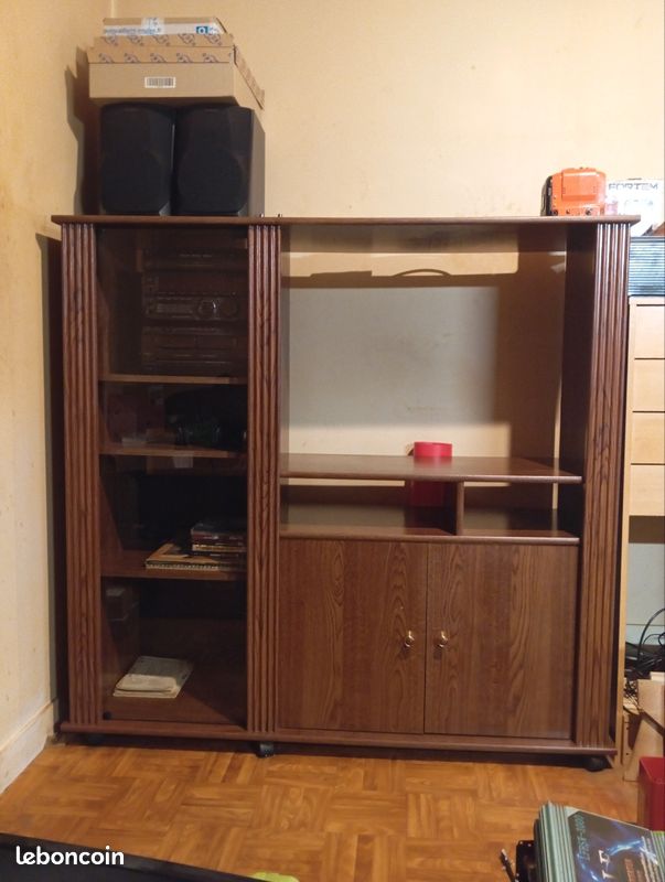 Lit+sommier+chevet+meuble tv (image 2)