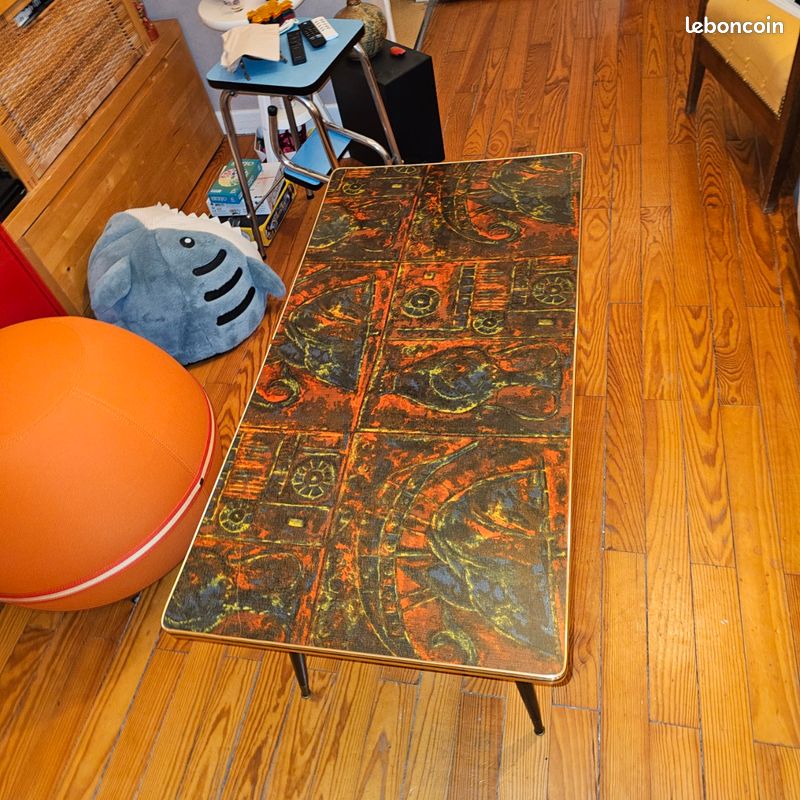 Table basse vintage année 60 pieds compas (image 6)
