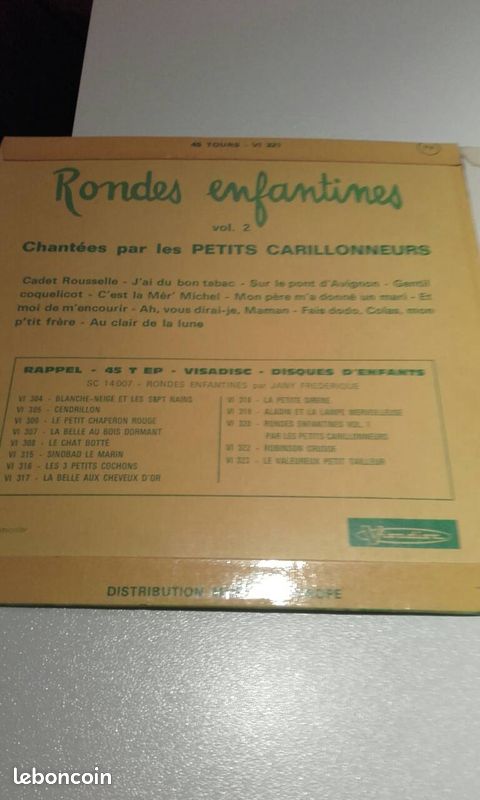 45 tours vinyl chansons enfantines (image 1)