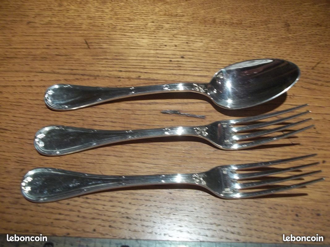 Lot De 12 Fourchettes Christofle Ruban Croisés - Métal Argenté, 21 Cm - Occasion