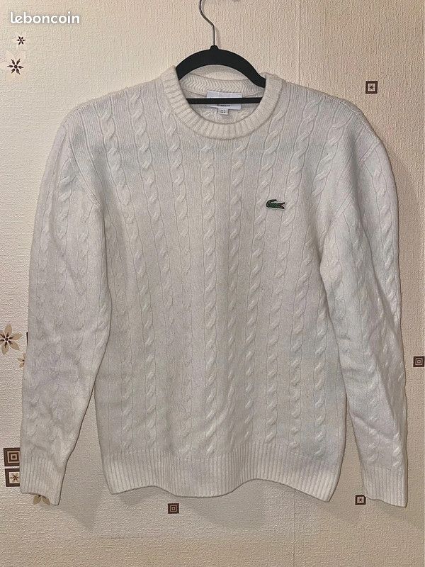 Pull unisex- Pullover lapland Lacoste torsadé en laine cardée