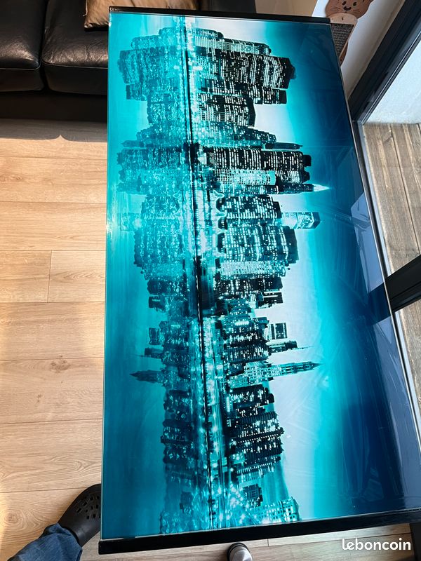 Bureau design en verre trempé et métal chromé EYA