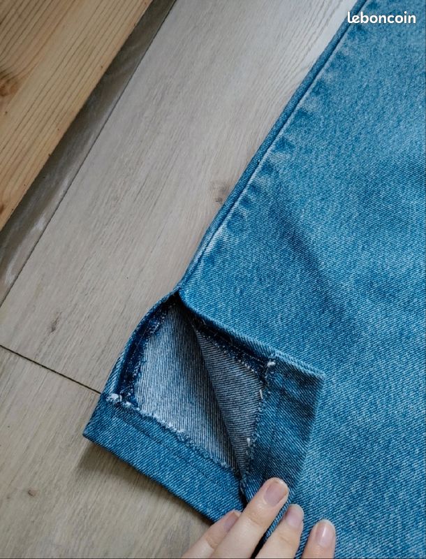 Jean court vintage bleu clair Taille 40 100% coton (image 4)