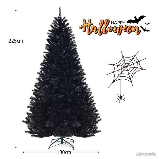 Sapin De Noël Artificiel 180 Cm – Noir – Dense Et Réaliste, Avec Support – Décoration Moderne Et Réutilisable