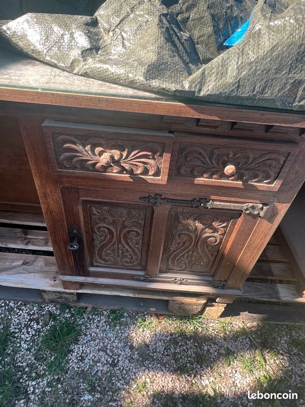 Meuble ancien bureau bibliothèque bois massif (image 4)