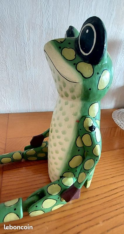 Ancien jouet grenouille mécanique en tôle années 1950/60