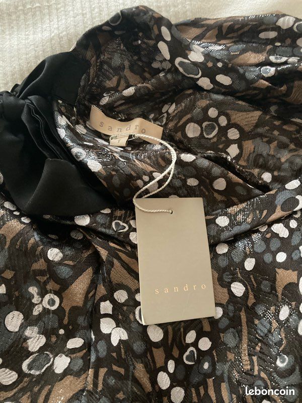 Blouse En Soie Sandro Marron - Taille 38, Occasion Très Bon état