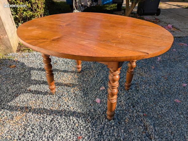 Table Ronde à Abattants En Bois Massif - 100 Cm De Diamètre, Hauteur 70 Cm, Quasi-neuf