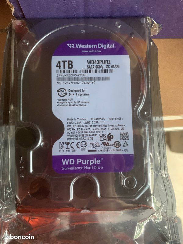 Disque Dur 4To de Surveillance WD Purple (WD40PURX) - Tunisie