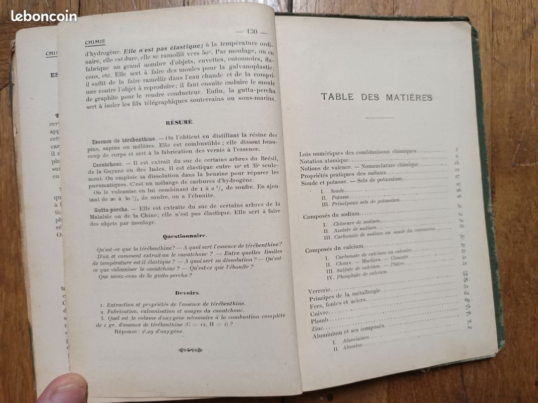 PHYSIQUE ET CHIMIE 2°an Billard Touren Enseignement Primaire et supérieur Librairierier Félix Juven 1910 (image 13)