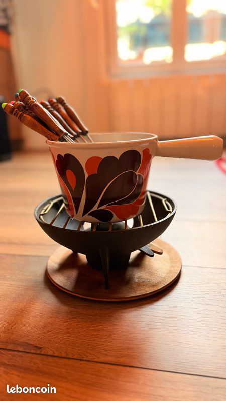 ANCIEN POELON A Fondue Fonte Emaillee Le Creuset Poele Marmite Vintage