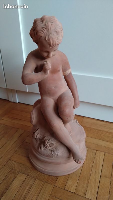 Statue putto en terre cuite (image 7)