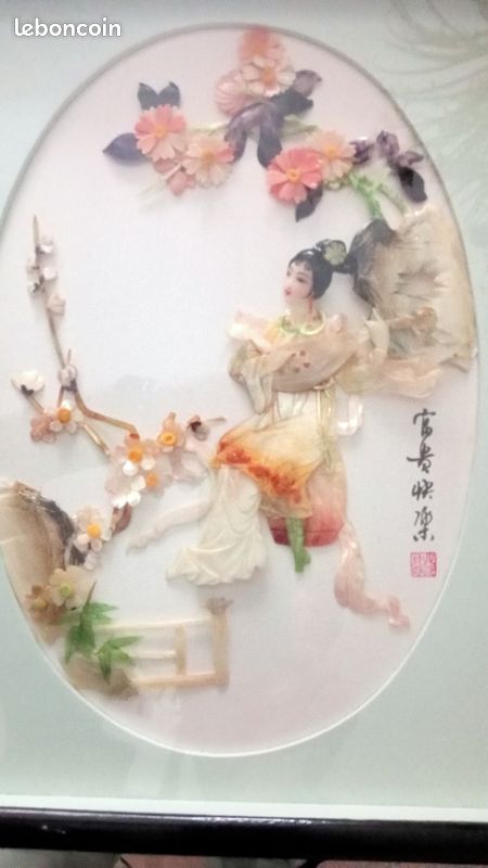 Très beau chinois cadre en nacre (image 5)