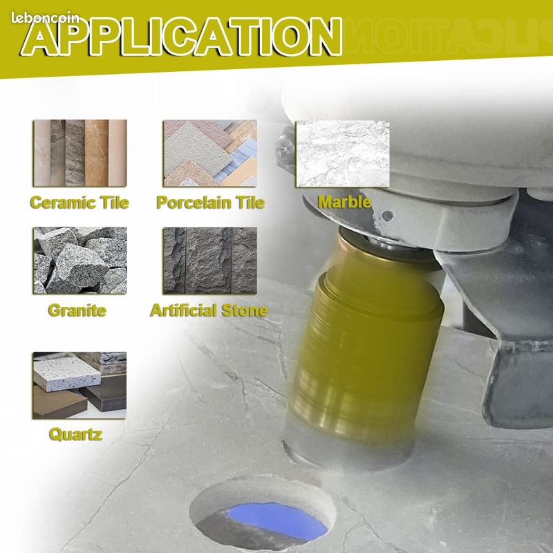 Foret Diamant Kit Trepan Carrelage - 9pcs (6/6/8/20/25/35/50mm+35mm Mèches de Chanfrein+Adaptateur) Scie Cloche pour Carrelage Céramique Porcelaine Marbre Granit M14 Filetage SANLEETEK (image 2)