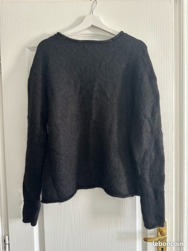 Pull en maille de laine mélangée à col en V Na-Kd noir (image 6)