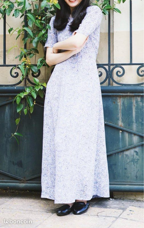 Robe Longue Vintage Années 70 Fleurie - Taille TM 36/38/40, 100% Coton, été