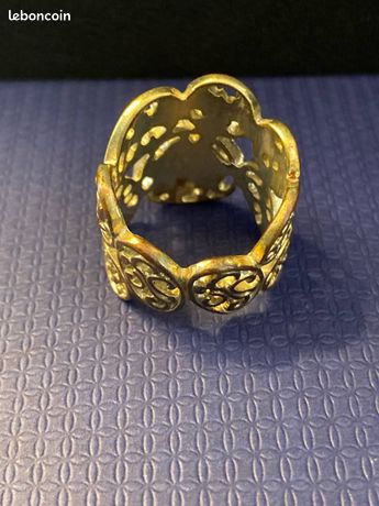 Bague En Argent Ajourée – Motif Floral Années 1970 – Taille 61 – Bijou Vintage