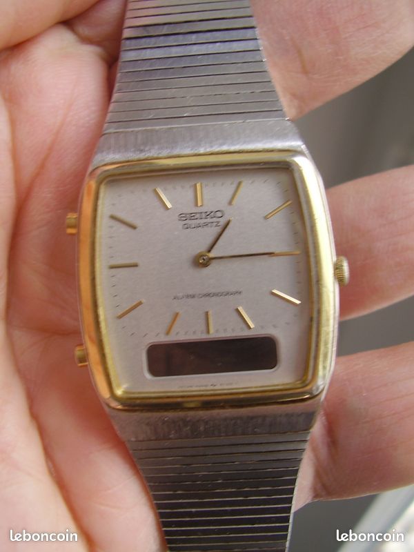 Montre vintage quartz SEIKO LCD ana-digi alarm année 1985