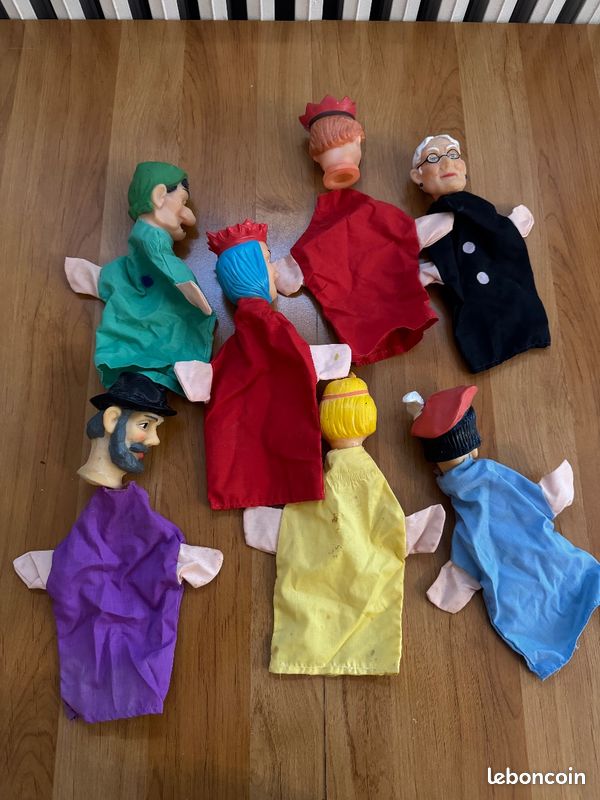 Lot 7 marionnettes main vintage spectacle Guignol theatre enfant collection (image 6)