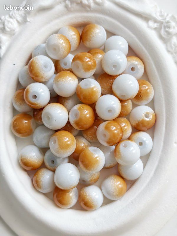 50 perles en verre, 8 mm, pour loisirs créatifs (DIY)1 (image 1)