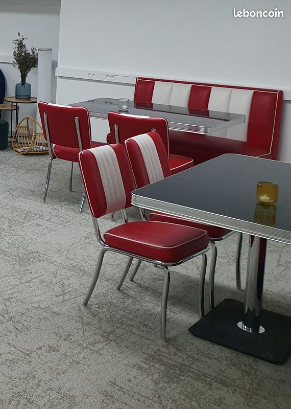 Lot De 2 Chaises De Cuisine Bel Air Ruby - Style Américain Années 50 - Similicuir Coloré