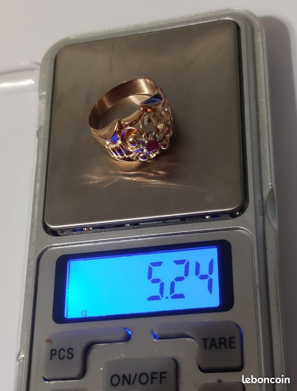 Bague Chevalière Homme Or 18k Art Déco - Sertie Rubis Et Onyx, Taille 57