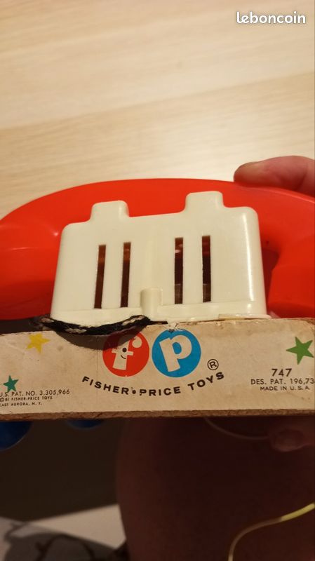 Jeu a tirer téléphone vintage chatter téléphone fisher price année 1960 base bois (image 5)