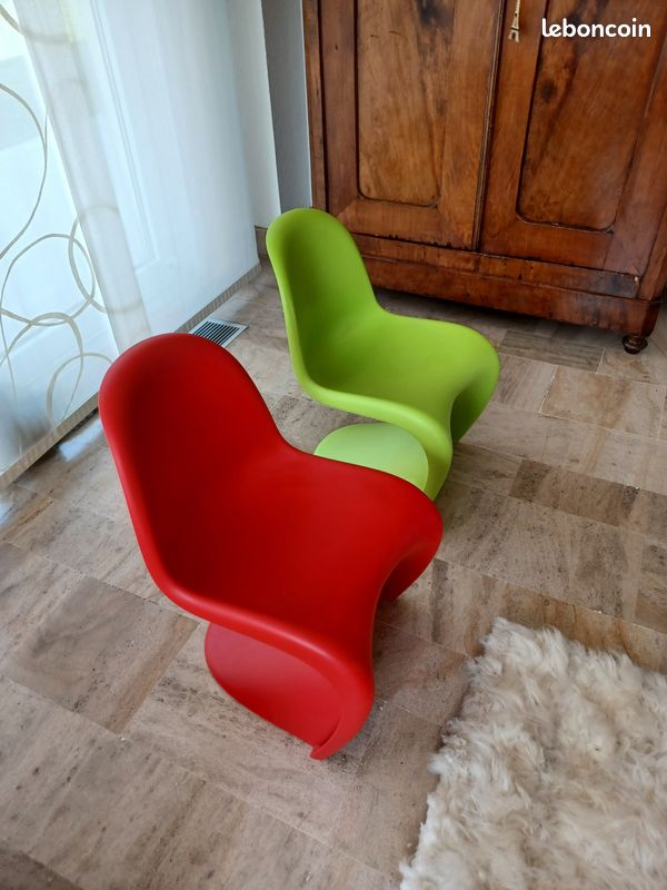 Vends 2 chaises Verner Panton Junior (Vitra) Coloris vert et rouge (image 3)