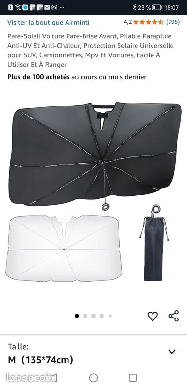 Pare-soleil Parapluie Pour Citroën Xsara Picasso 1999-2011 - Protection UV, Pliable - Installation Facile