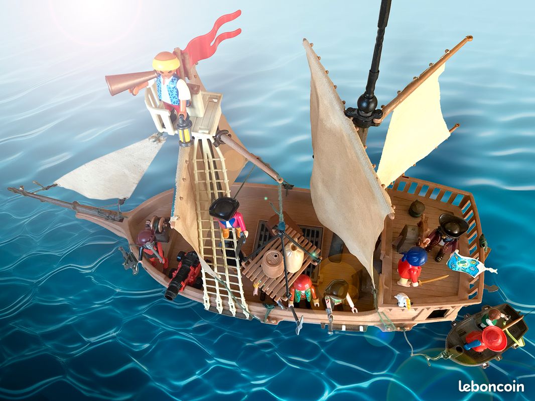 Jouet Bateau PLAYMOBIL X2 STICKS REF 3550 3750 3053 BATEAU PIRATE