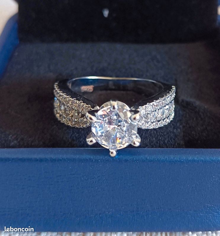 Bague argent 925 avec diamant 7 mm (image 5)