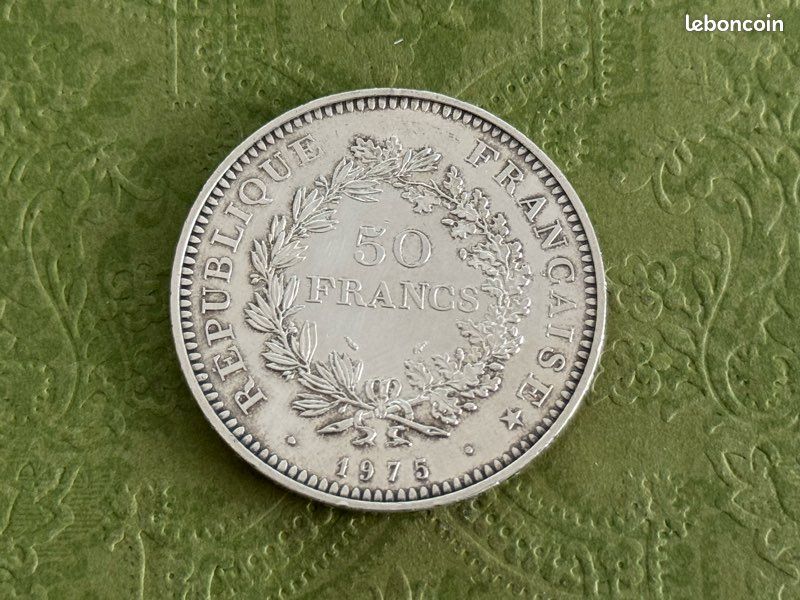 Pièce monnaie 50 Francs Hercule 1975 - Argent (image 2)