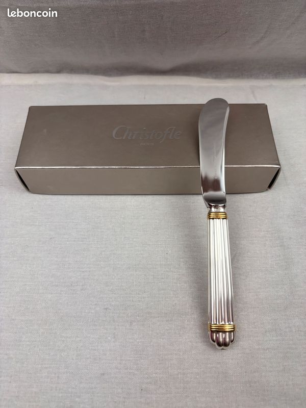 Christofle Aria doré - tartineur couteau a beurre argent massif 
