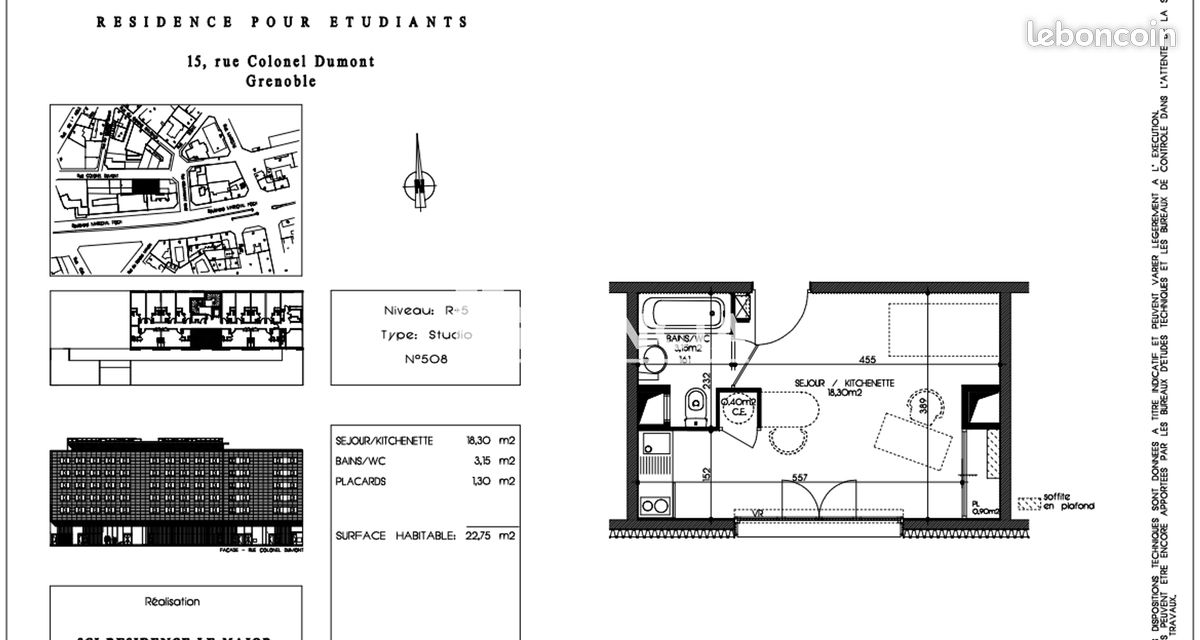 Appartement 1 pièce 23 m² · à Grenoble · 23 m² · 293 €/mois