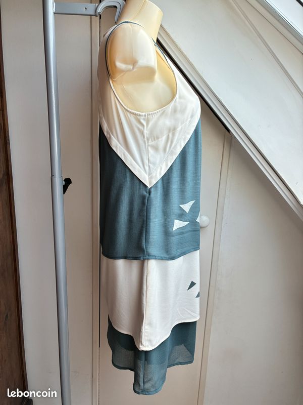 Robe chic blanche gris-bleu Mado et les Autres - T.40 - TBE (image 4)
